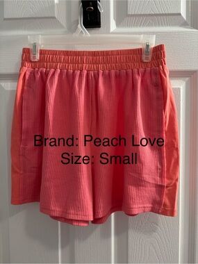 Peach Love Athletic Shorts, waffle material, NWOT, size: small